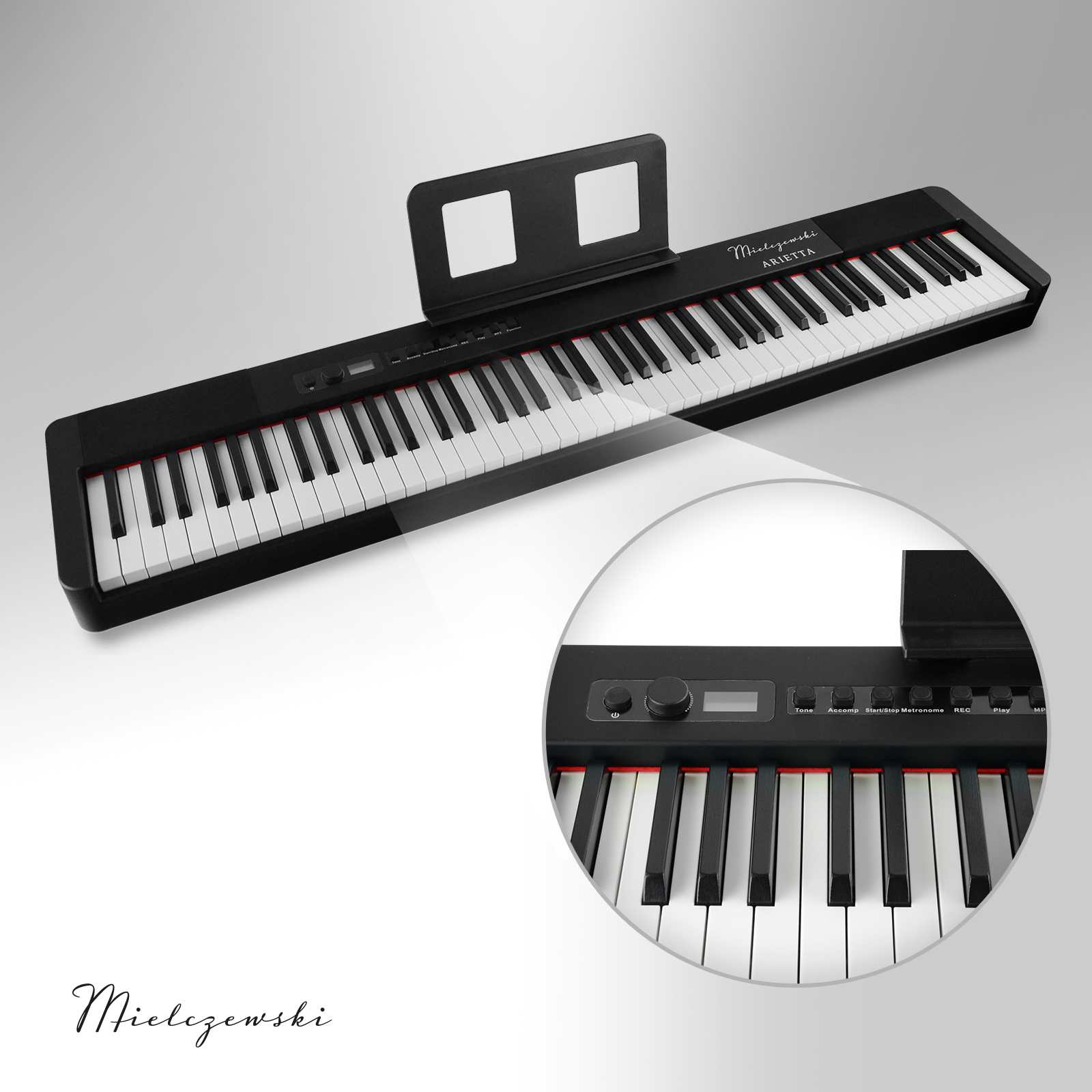 Klawiatura młoteczkowa Graded Hammer Action w pianinie Arietta