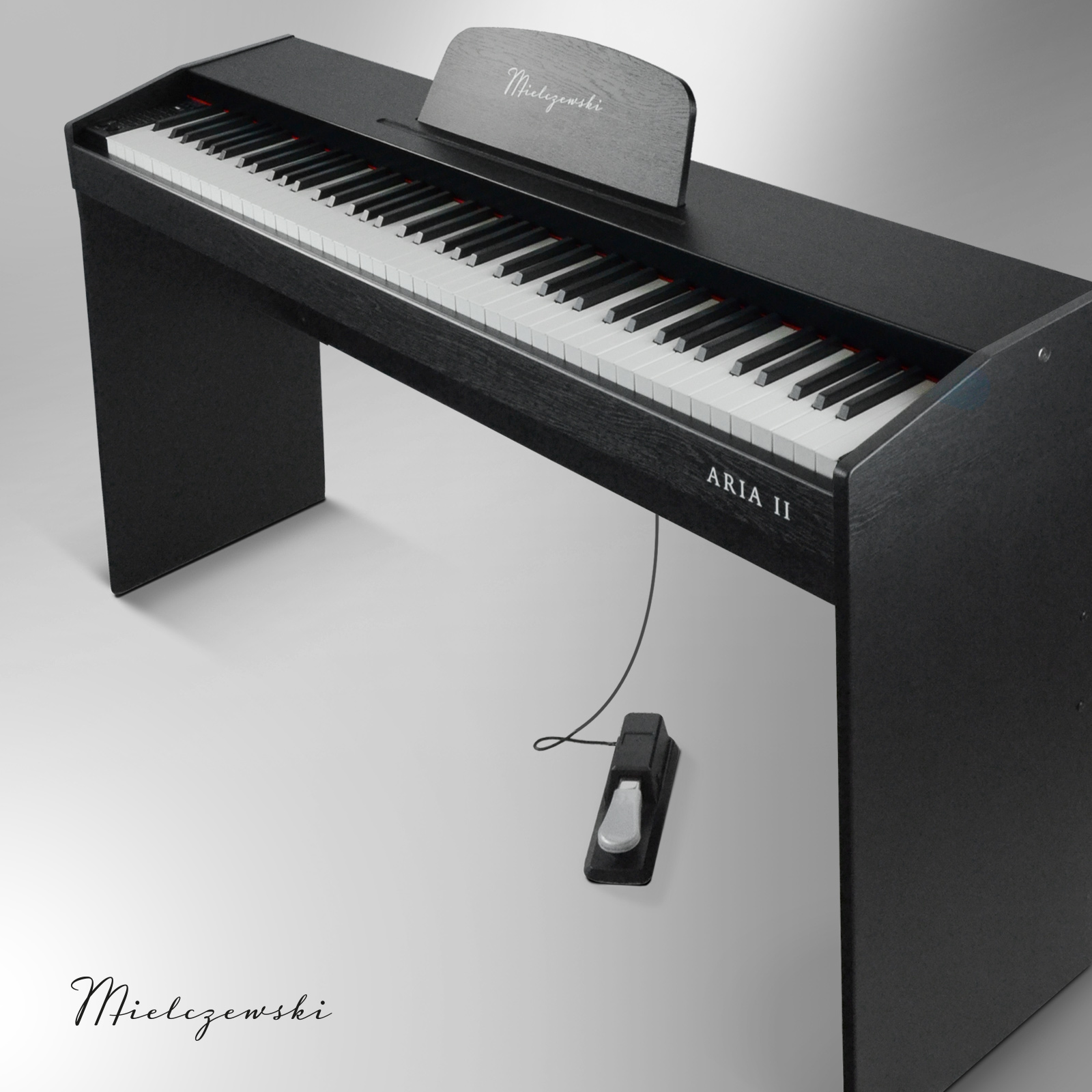 Pianino Aria II na eleganckim, stabilnym statywie w kolorze czarnym