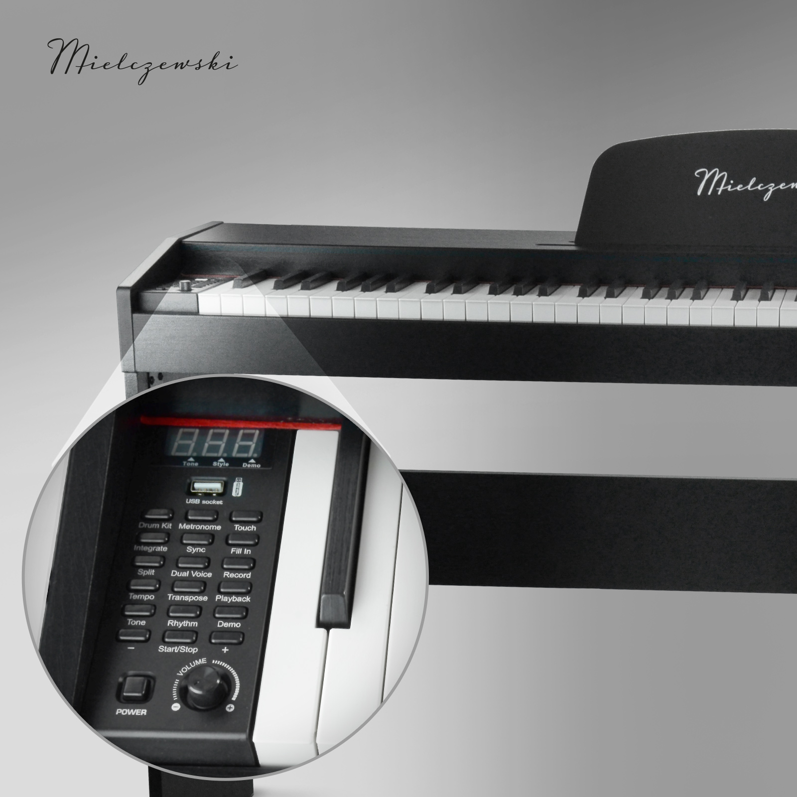 Panel sterowania pianina Aria II z funkcjami USB i MIDI