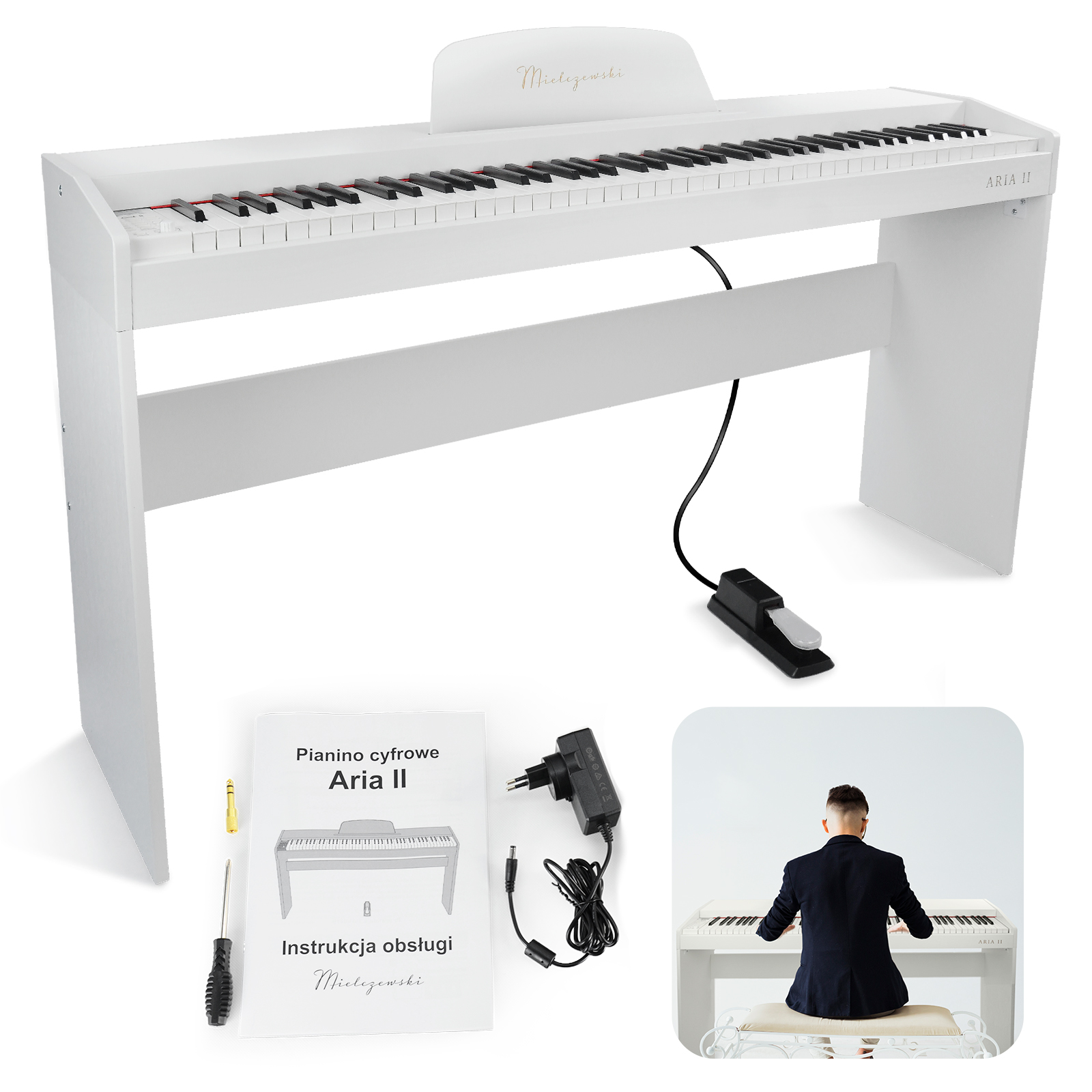 Pianino cyfrowe ARIA II białe - zdjęcie 1