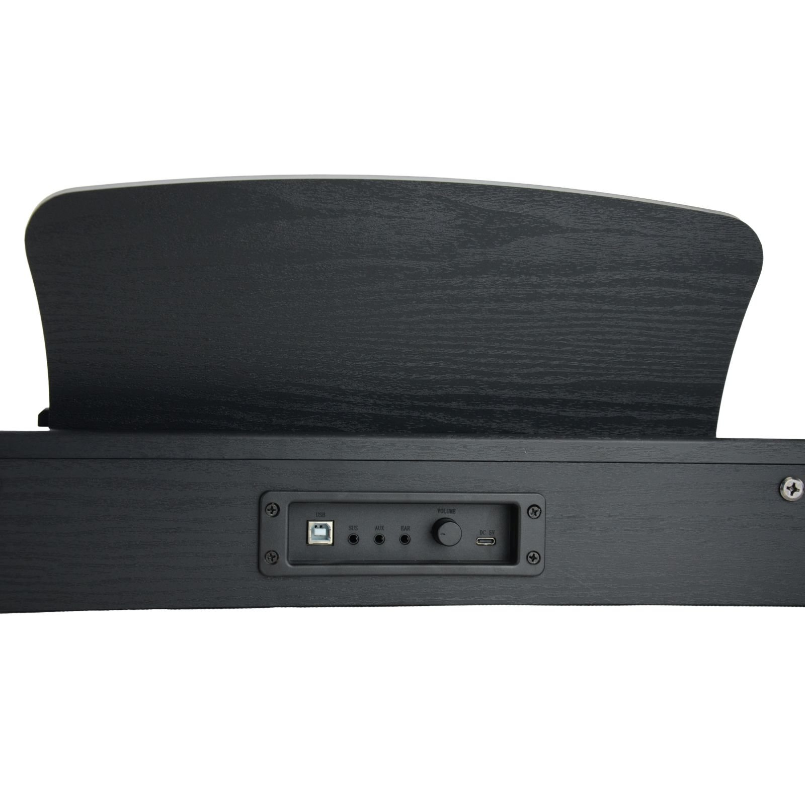 Panel i złącza pianina CANZONA – USB, MIDI, audio oraz wyjście słuchawkowe