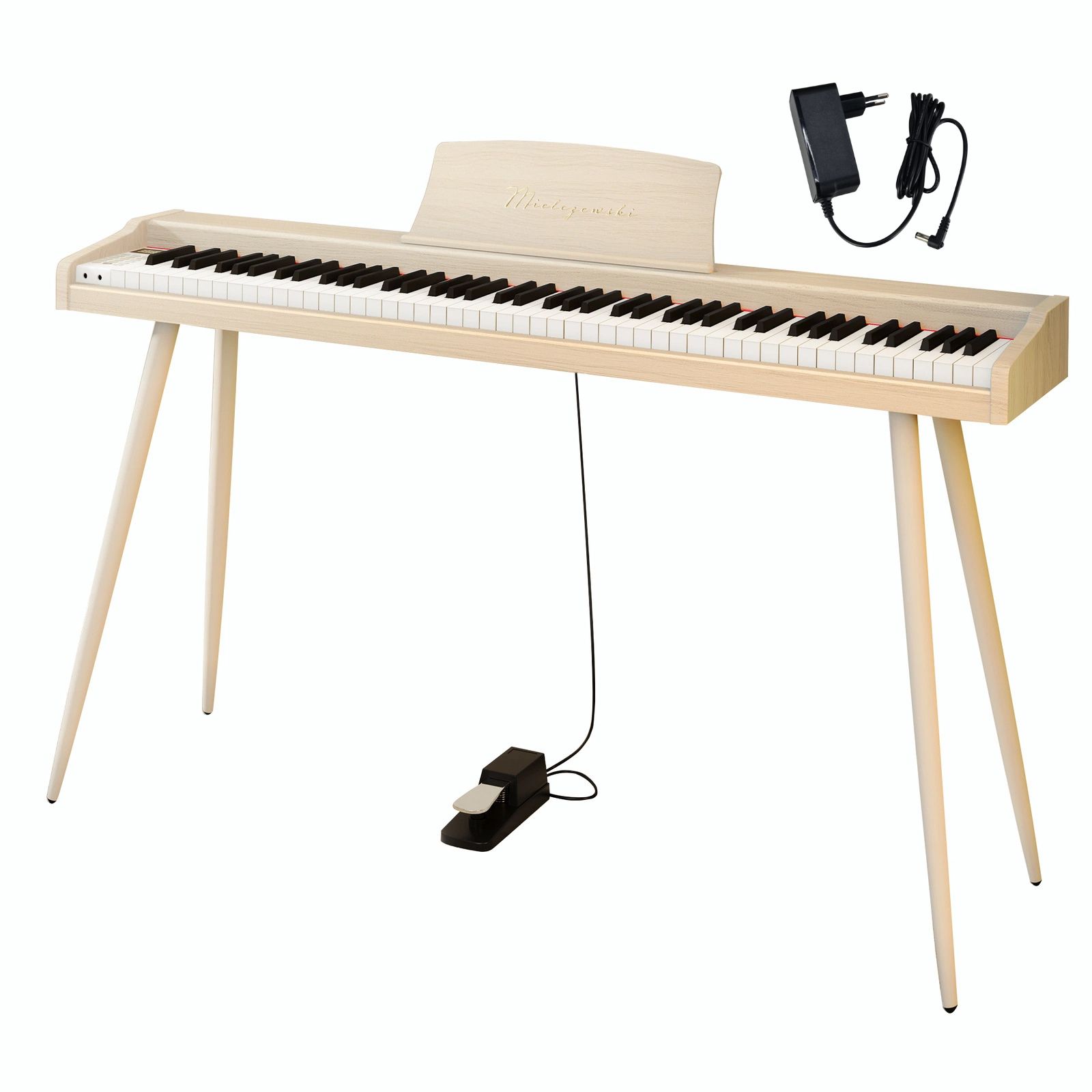Panel sterowania i złącza pianina VIRELAI – USB, MIDI, audio i słuchawki