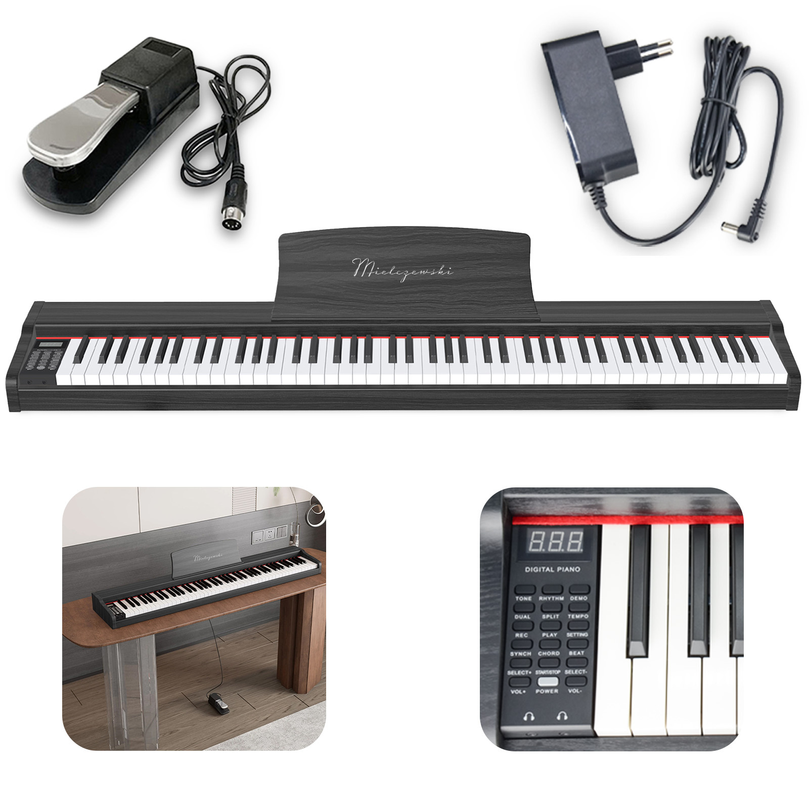 Pianino cyfrowe TIENTO czarne – smukła i kompaktowa obudowa