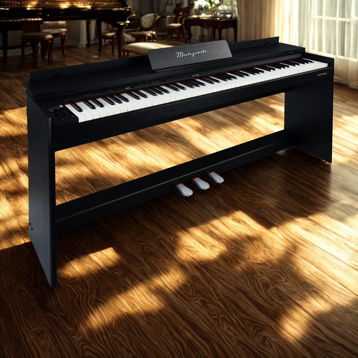 Etiuda digital piano – elegant black cabinet with key cover