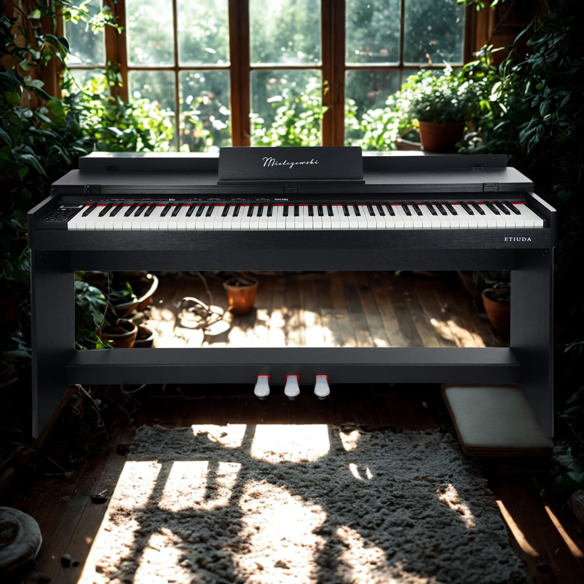 Mielczewski Etiuda black digital piano – 88 dynamic keys with integrated stand